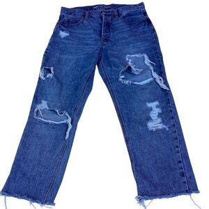 Old Navy Jeans Womens 12 Tall Medium Wash High-Rise Slouchy Straight